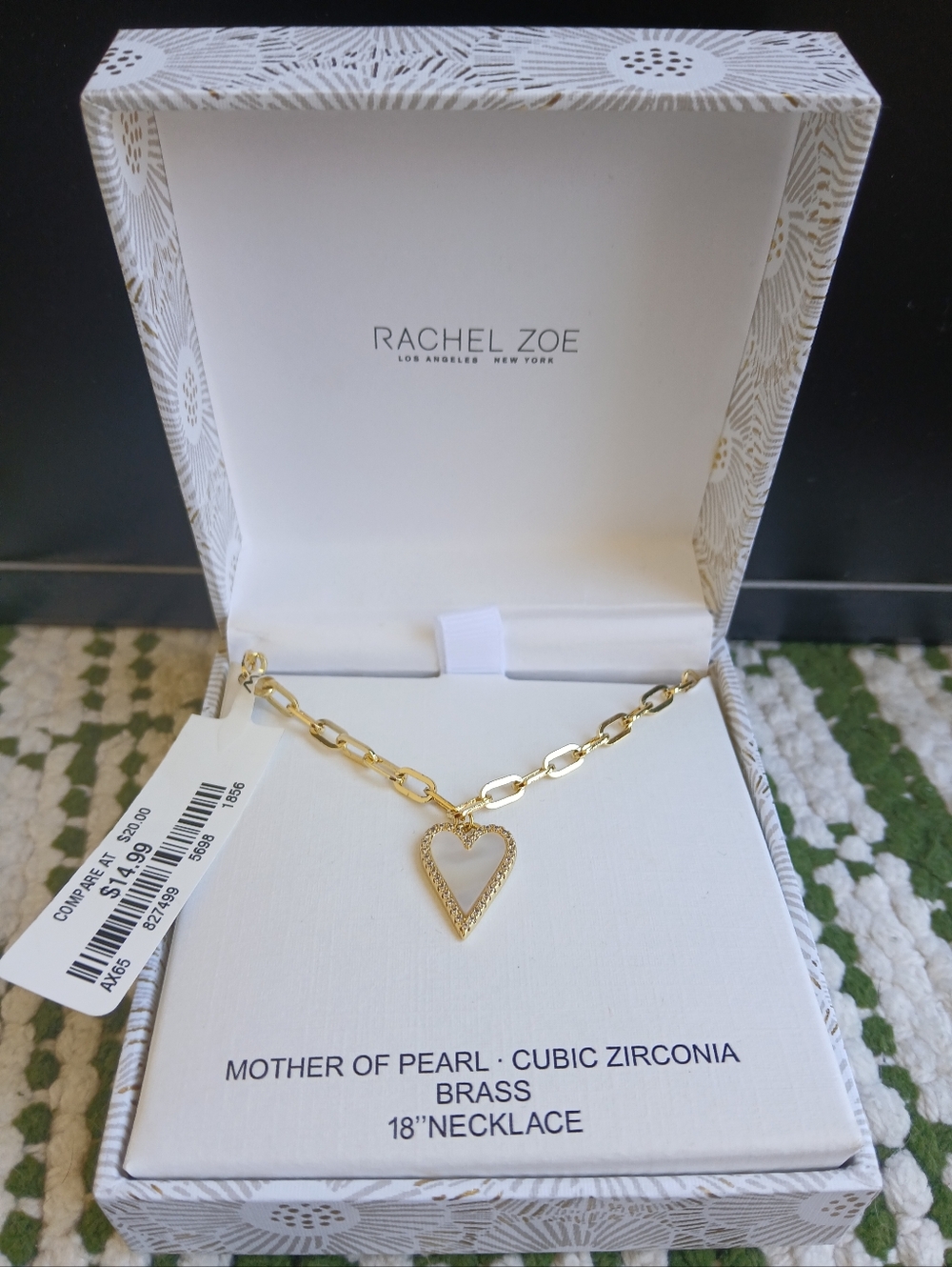 Rachel Zoe Mother of Pearl Cubic Zirconia 18" Necklace